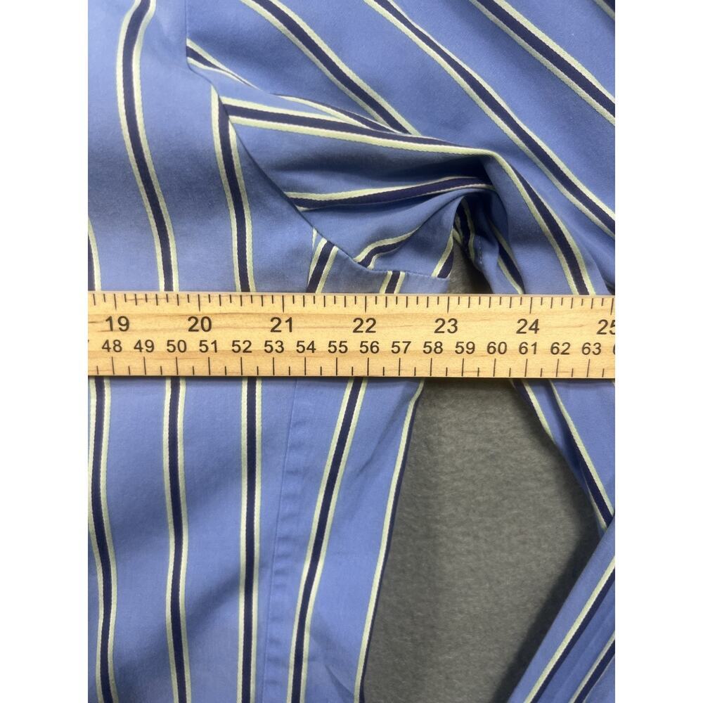 Men's Thomas Pink Blue Yellow Striped Slim Fit Dress Shirt Size 16.5/42 - Picture 6 of 6